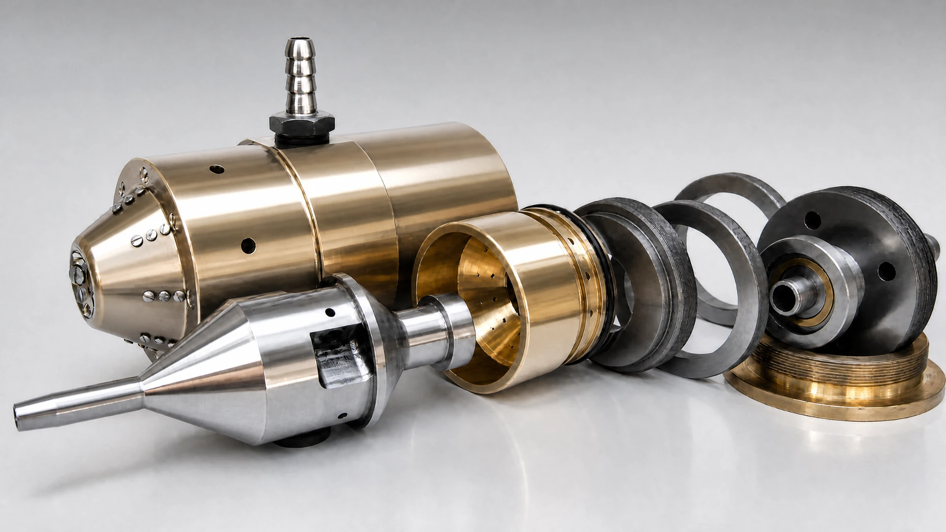 Manufactured adjustable-conical spindle and principal components